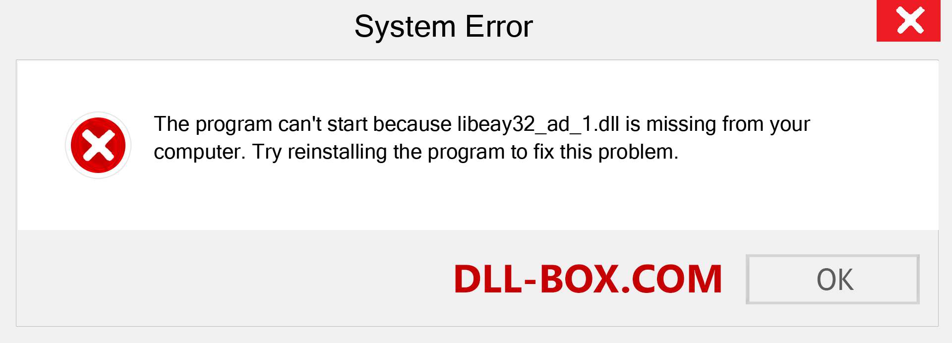  libeay32_ad_1.dll file is missing?. Download for Windows 7, 8, 10 - Fix  libeay32_ad_1 dll Missing Error on Windows, photos, images